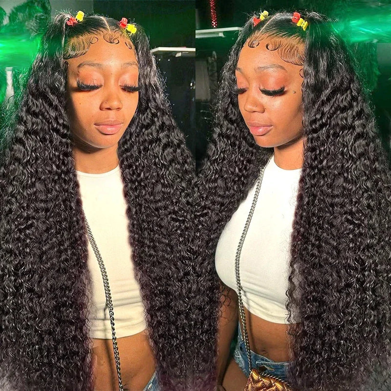 Brazilian Deep Wave Hair Wig by Spacewallart showing long, voluminous deep wave curls with natural shine.
