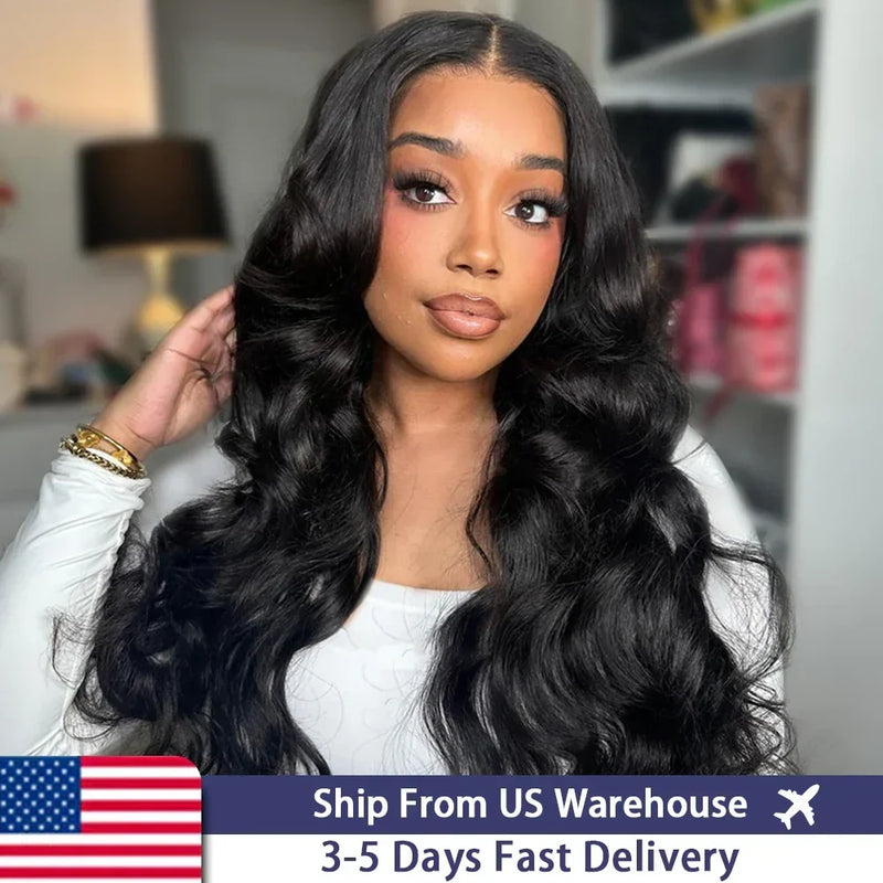 Body Wave Human Hair Wig by Spacewallart featuring natural-looking, wavy hair with a full, realistic cap for a stylish hairstyle.