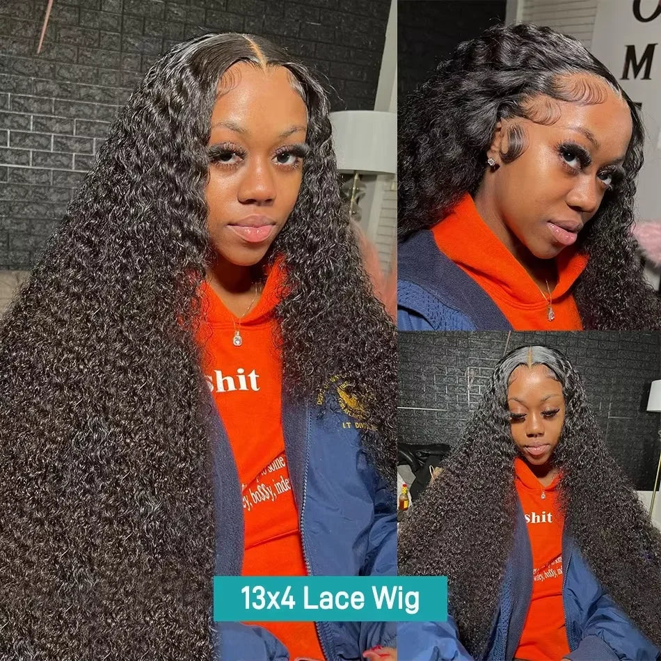 Deep wave curly lace frontal wig by Spacewallart, showcasing natural deep wave curls and intricate lace front for a seamless look.
