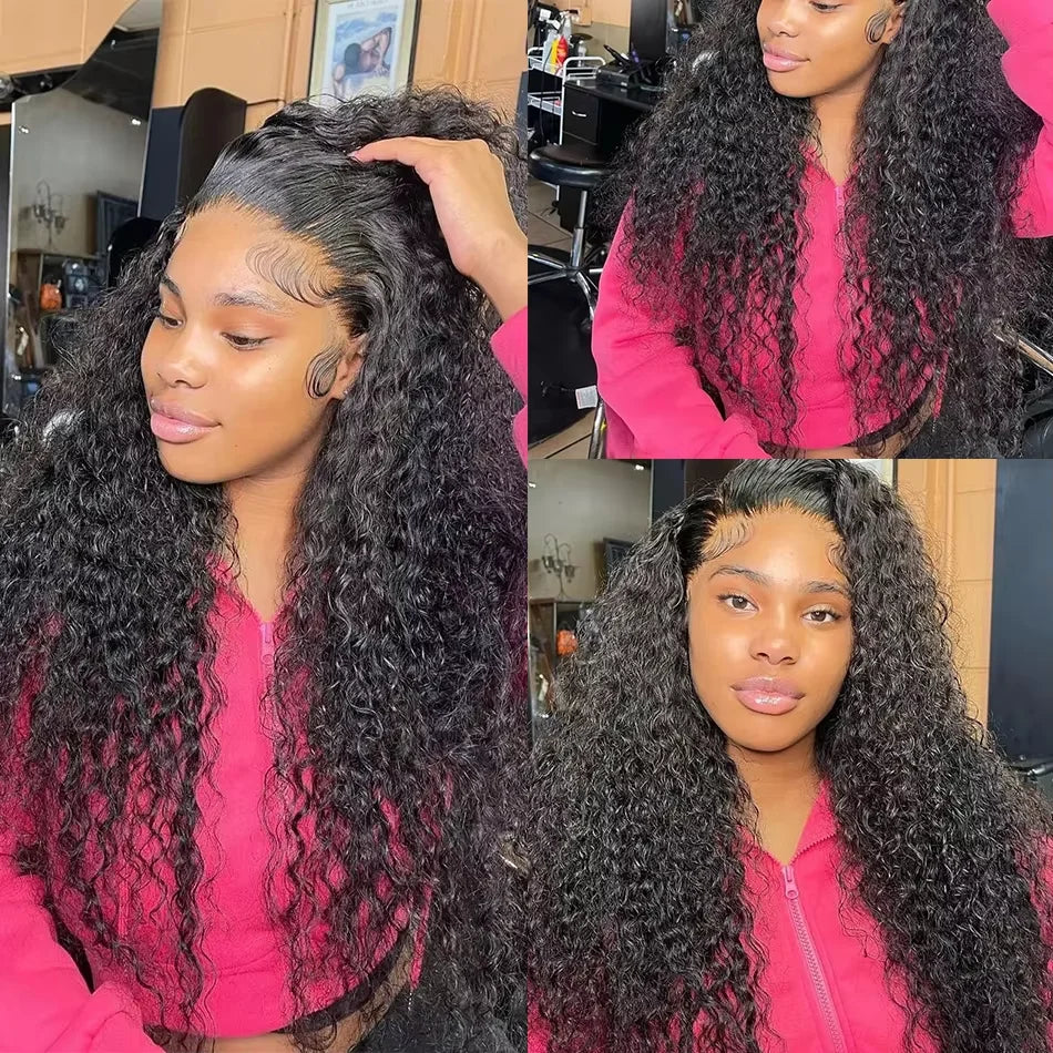 Curly human hair wig by Spacewallart featuring voluminous, natural-looking curls in a rich hair texture.