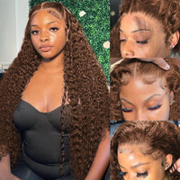 Deep Wave Curly Frontal Wig by Spacewallart featuring natural deep wave curls and a lace frontal for a seamless look.
