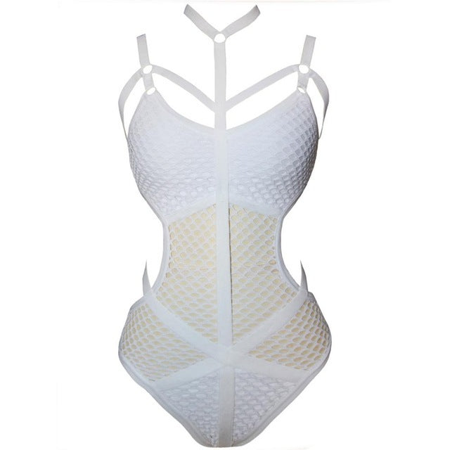 Beach Lady swimsuit by Spacewallart featuring a stylish, colorful one-piece design perfect for beachwear and summer outings.