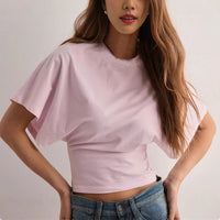 Spacewallart summer batwing sleeve T-shirt showing lightweight fabric and relaxed fit with short sleeves and casual style.