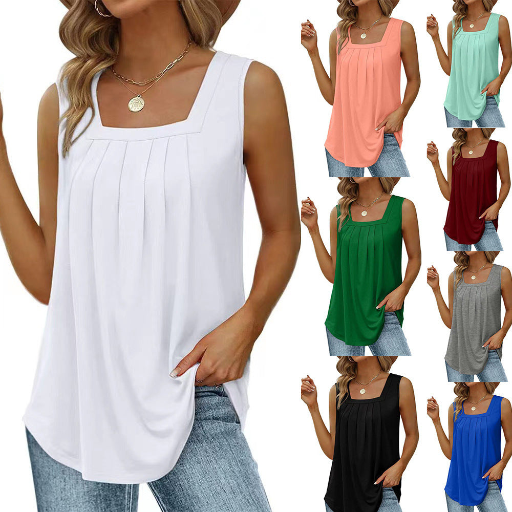 Light blue Summer Tank Top from Spacewallart, sleeveless apparel with a relaxed fit, ideal for warm weather.