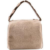 Small furry crossbody handbag by Spacewallart, featuring soft plush material and compact design for stylish accessories.