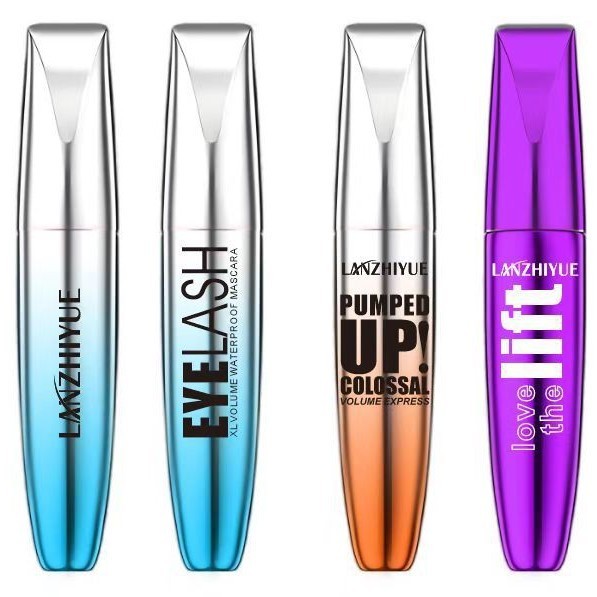 Spacewallart beauty makeup mascara tube with a black wand and bristles, showcasing the product's applicator and sleek design.