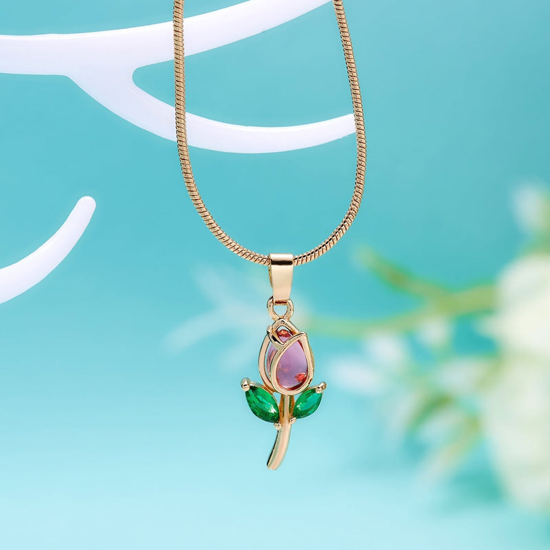 Elegant tulip-shaped necklace from Spacewallart, showcasing a delicate floral pendant on a fine chain.