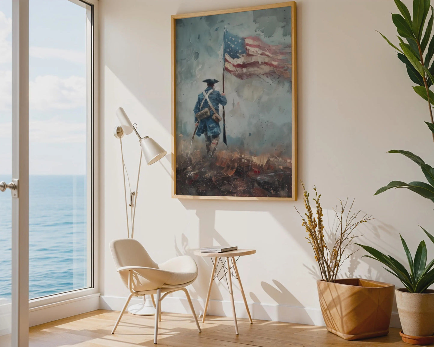 Revolutionary War Soldier Print, Impressionist American Flag Art