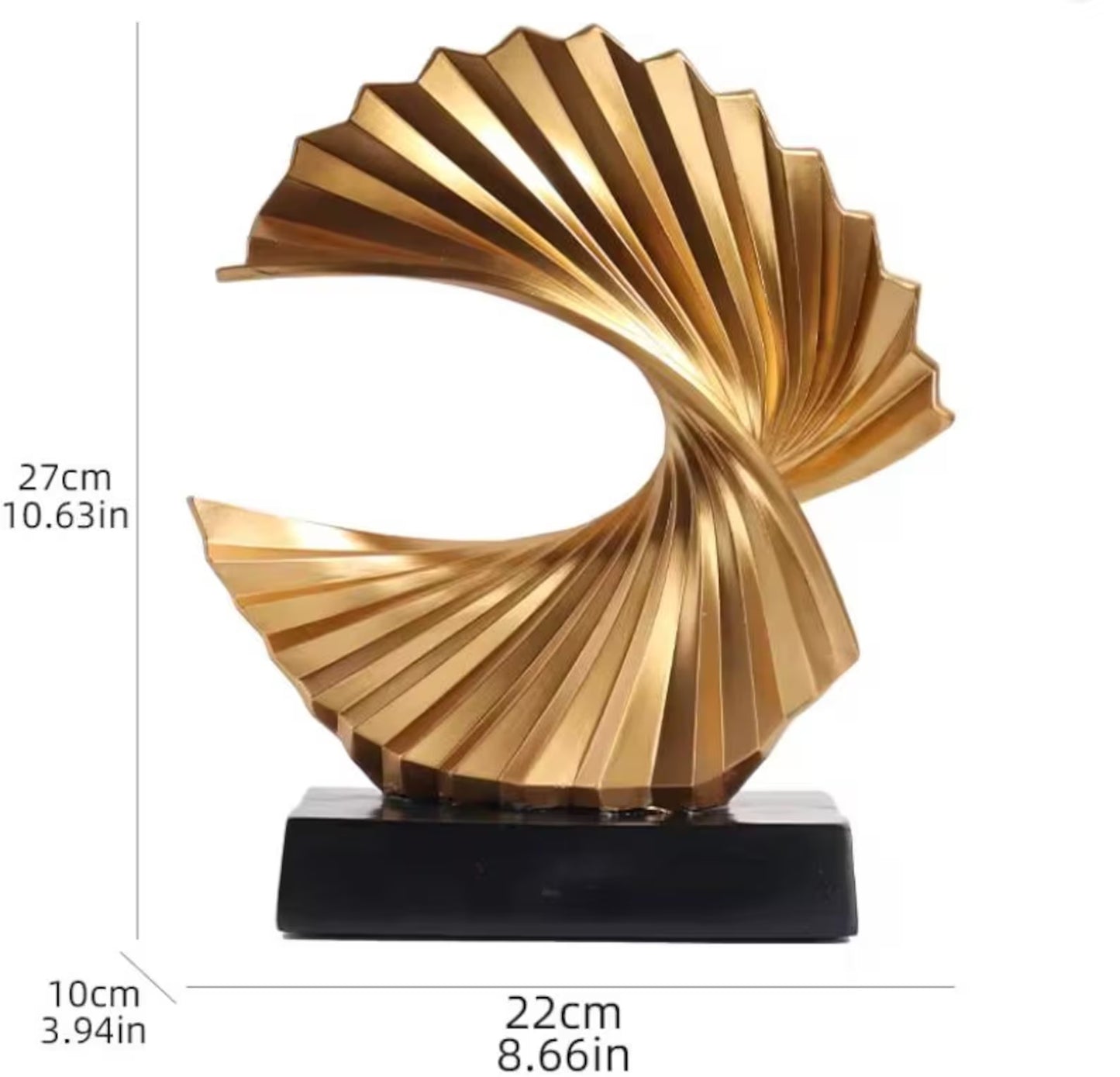 Golden Wave Resin Sculpture – Abstract Art Deco Home Decor