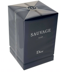 Christian Dior Sauvage Elixir for Men 3.4 oz bottle, sleek design, showcasing the luxurious fragrance elixir in a stylish container.