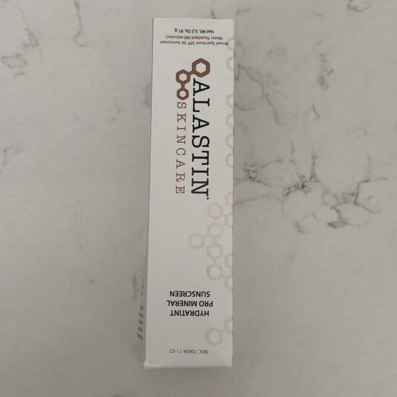 Alastin HydraTint Pro Mineral Sunscreen SPF 36 in 2.6 fl oz bottle, featuring a sleek design and lightweight formula for skin protection