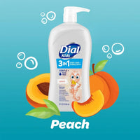 Spacewallart Dial Kids All-in-One Hair, Body Wash & Bubble Bath with tear-free peach scent in a 32 fl oz bottle
