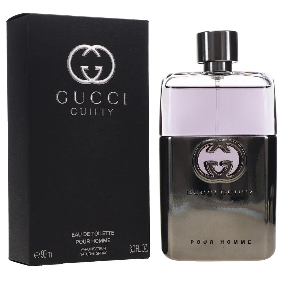 Gucci Guilty Pour Homme Eau de Toilette for Men in 3 oz bottle, featuring sleek packaging and masculine design.