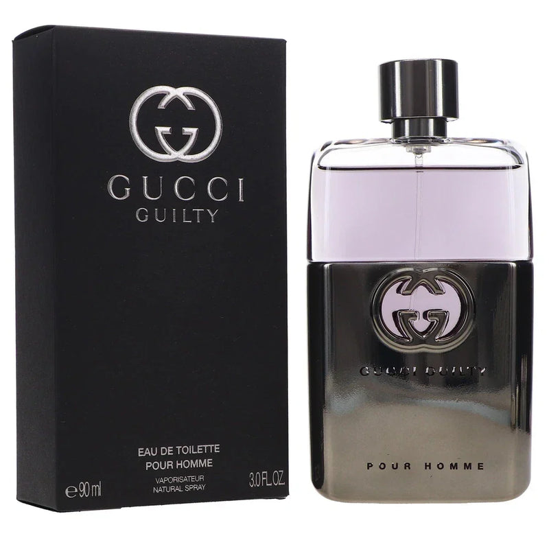 Gucci Guilty Pour Homme Eau de Toilette for Men in 3 oz bottle, featuring sleek packaging and masculine design.