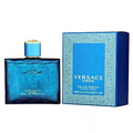 Versace Eros Eau de Parfum for Men in 3.4 oz bottle, featuring sleek design and elegant packaging.