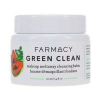 Spacewallart Farmacy Green Clean Makeup Meltaway Cleansing Balm in 3.4 oz jar, creamy green balm for gentle makeup removal and skin cleansing.