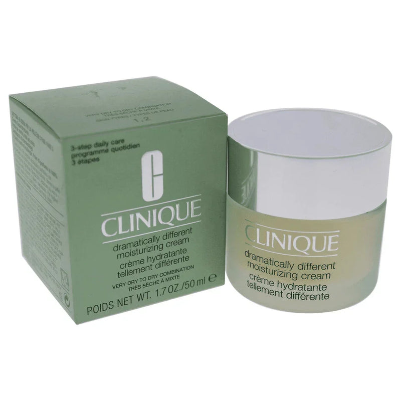 Clinique Dramatically Different Moisturizing Cream in 1.7 oz jar, hydrating beauty moisturizer with a smooth, creamy texture.