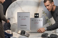 Sealed Chanel Allure Homme Sport Eau de Toilette for Men 3.4 oz bottle with sleek packaging and branding visible.