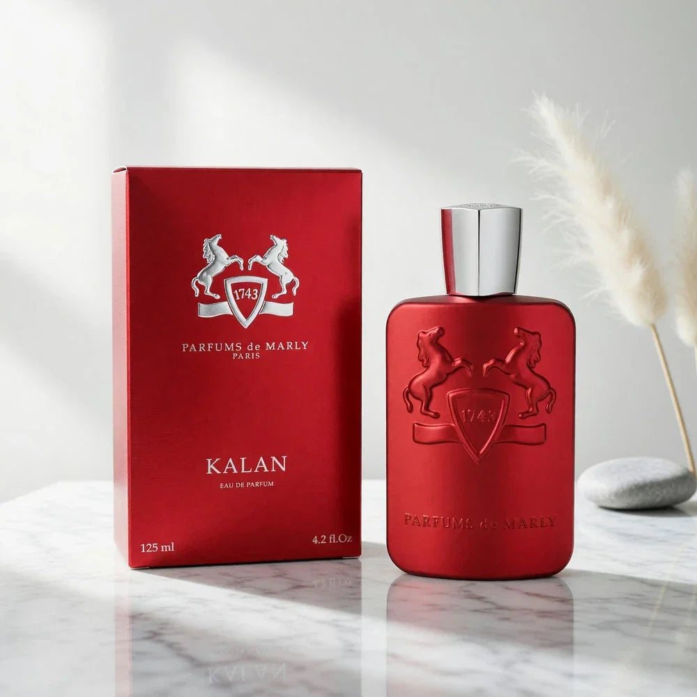 Parfums de Marly Kalan Eau de Parfum spray for men in a sleek 125ml bottle, displayed on a neutral background.