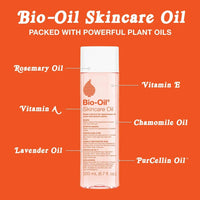 Bio-Oil skincare body oil serum bottle for scars, stretch marks, and skin hydration, shown on a clean surface.