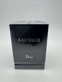 Christian Dior Sauvage Elixir for Men in a sleek 3.4 oz bottle, with a modern design and dark fragrance accents.