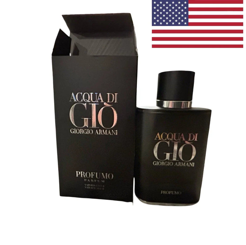 Giorgio Armani Acqua Di Gio Profumo Eau de Parfum for Men bottle with packaging, 3.4 oz / 100 ml, on a neutral background
