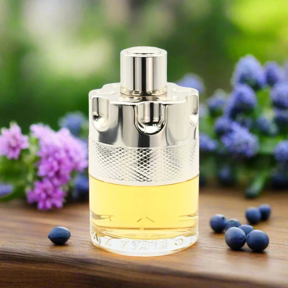 Azzaro Wanted Eau de Toilette for Men in 3.4 oz bottle, displayed in a new boxed packaging, with sleek bottle design visible.