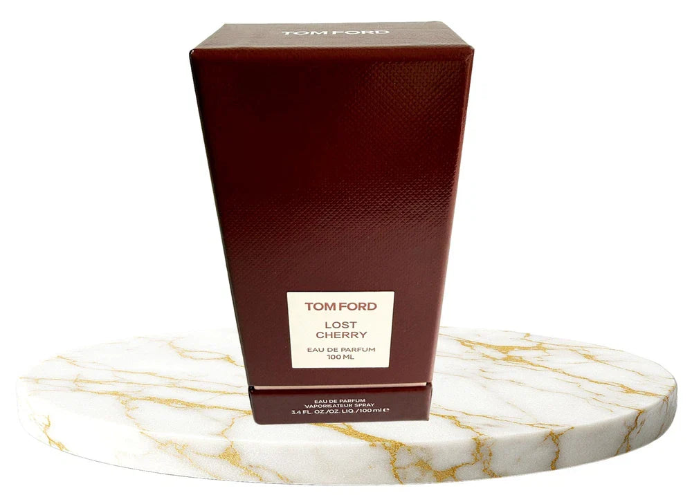 Tom Ford Lost Cherry Eau de Parfum bottle, 3.4 oz, with elegant design, showcasing the unisex fragrance from Spacewallart.