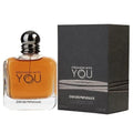 Emporio Armani Stronger With You men's Eau de Toilette spray bottle, 3.4 oz, featuring sleek packaging and cologne design