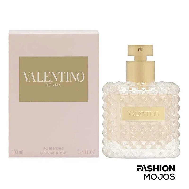 Valentino Donna Eau de Parfum for Women in 3.4 oz bottle, elegant glass perfume bottle with Valentino branding.