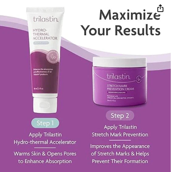 Spacewallart TriLASTIN Maternity Stretch Mark Prevention & Healing Cream in 4 oz jar, suitable for pregnancy belly skincare.