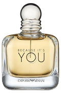 Emporio Armani Because It’s You women's Eau de Parfum spray bottle with elegant packaging and floral accents.