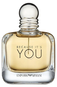 Emporio Armani Because It’s You women's Eau de Parfum spray bottle with elegant packaging and floral accents.