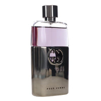 Gucci Guilty Pour Homme Eau de Toilette 3 oz bottle with sleek black packaging, masculine fragrance for men.