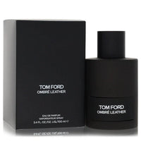 Tom Ford Ombré Leather Eau de Parfum bottle with sleek design, 3.4 oz, unisex fragrance, displayed on a neutral background.