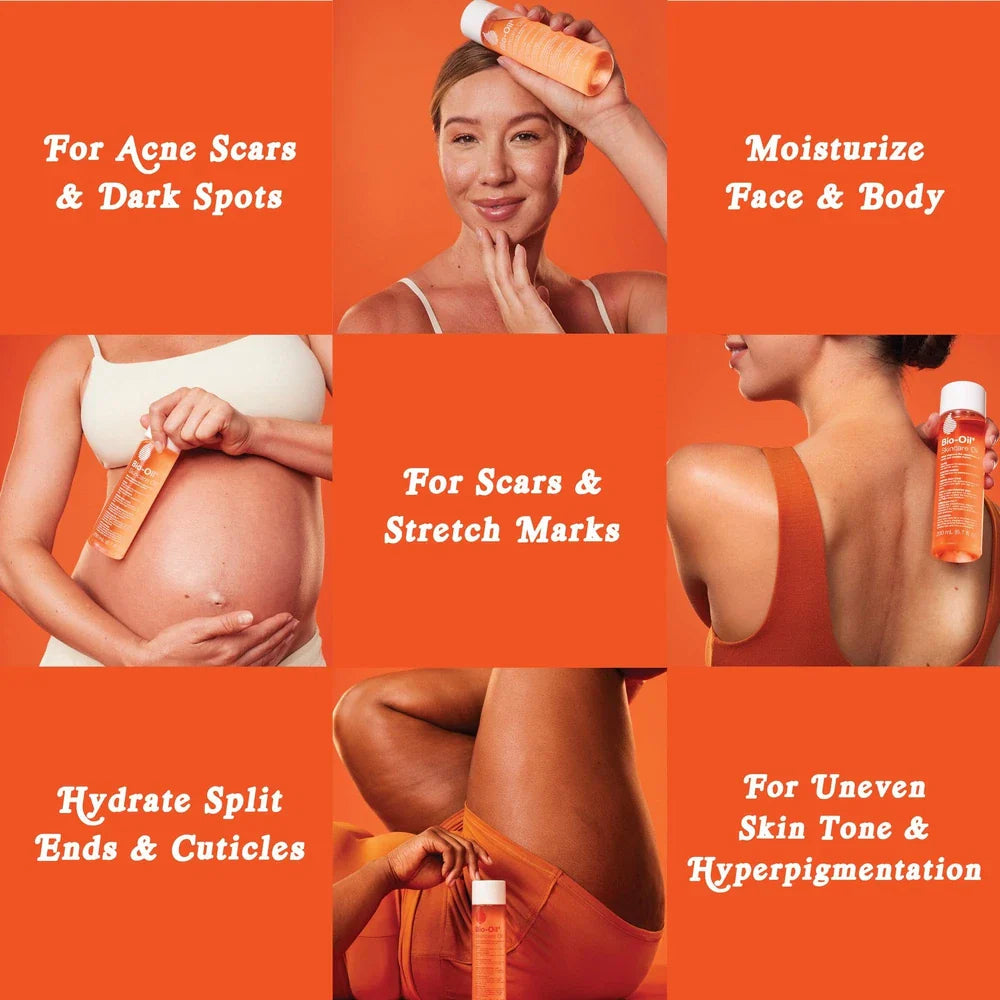 Bio-Oil skincare body oil serum by Spacewallart for scars, stretch marks, and skin hydration, shown in a sleek bottle.
