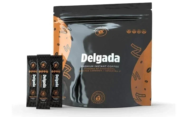 Spacewallart Coffee Delgada Premium Instant Coffee with Ganoderma Lucidum mushroom, a healthy slimming coffee in a convenient instant form.