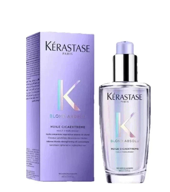 Kérastase Blond Absolu Huile Cicaextreme beautifying oil in 100ml bottle, designed for hair nourishment and shine.