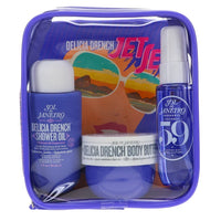 Travel-size Sol de Janeiro Delicia Drench body moisturizer collection by Spacewallart, featuring deep moisturizing body care products.