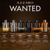 Azzaro Forever Wanted Elixir Eau de Parfum for Men in 3.4 oz bottle, sleek glass design with black and gold accents.