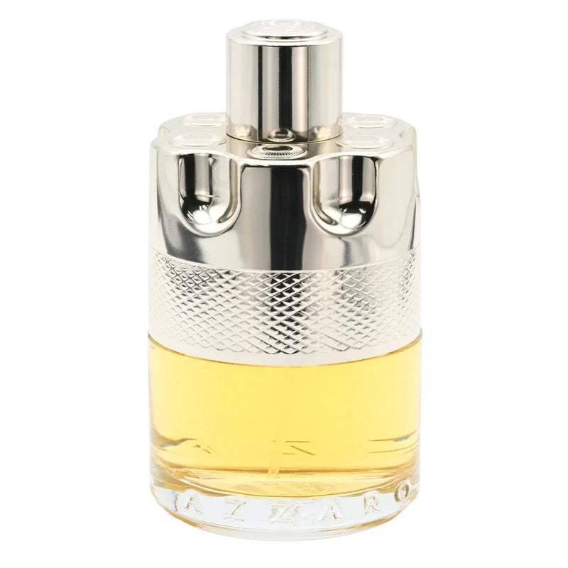 Azzaro Wanted men's Eau de Toilette bottle, 3.4 oz, with sleek design and black and gold packaging, displayed in box.