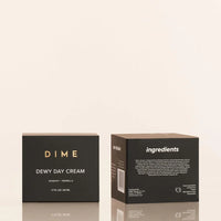 DIME Beauty Dewy Day Cream with rosehip oil and snow mushroom, morning face moisturizer in a 1.7 oz jar, natural skincare product.