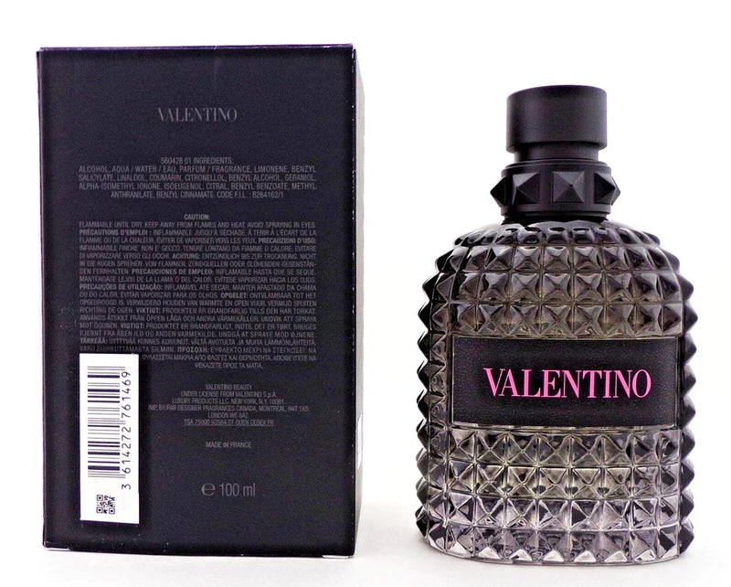 Valentino Uomo Born In Roma Eau de Toilette for Men in 3.4 oz bottle, featuring sleek packaging and elegant design.