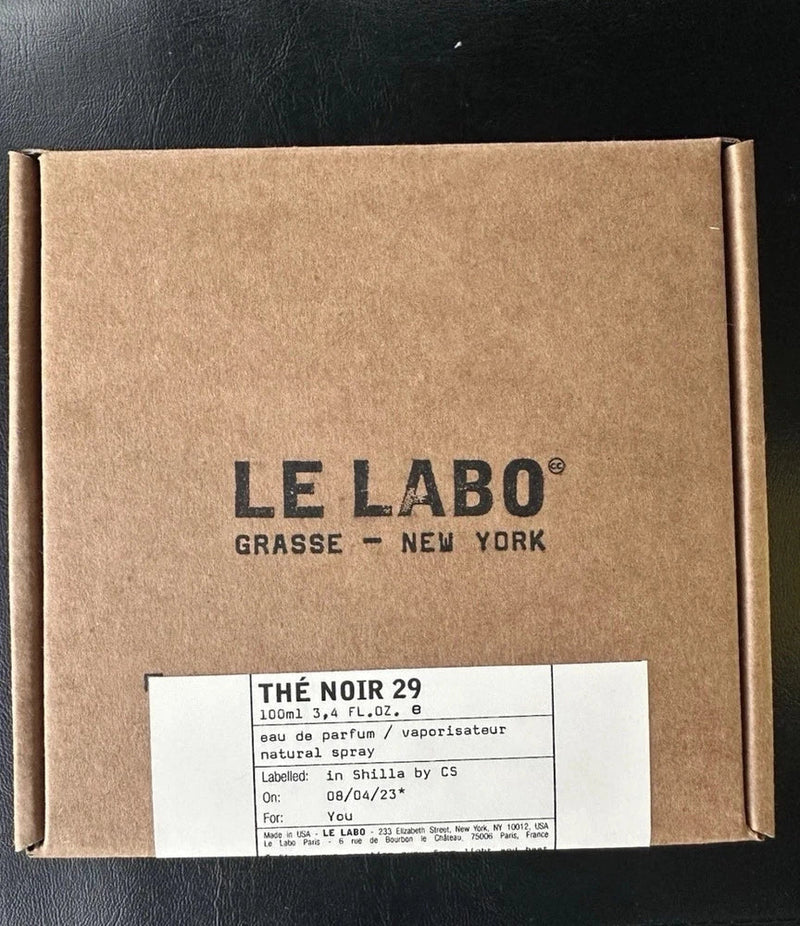 Spacewallart Le Labo Thé Noir 29 Eau de Parfum, 3.4 oz, unboxed and sealed, featuring a sleek bottle design.