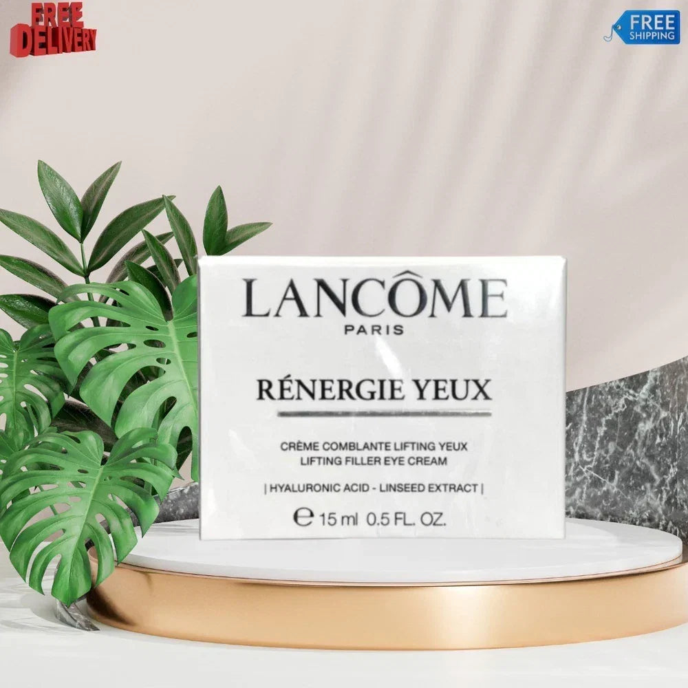 Lancôme Rénergie Yeux Lifting Filler Eye Cream in 0.5 oz jar, showing the sleek container with the product label and applicator.