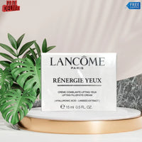 Lancôme Rénergie Yeux Lifting Filler Eye Cream in 0.5 oz jar, showing the sleek container with the product label and applicator.