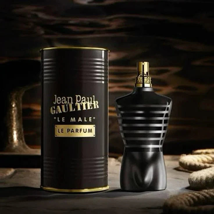 Jean Paul Gaultier Le Male Le Parfum Eau de Parfum for Men in sealed 125ml bottle, featuring sleek packaging and authentic branding.