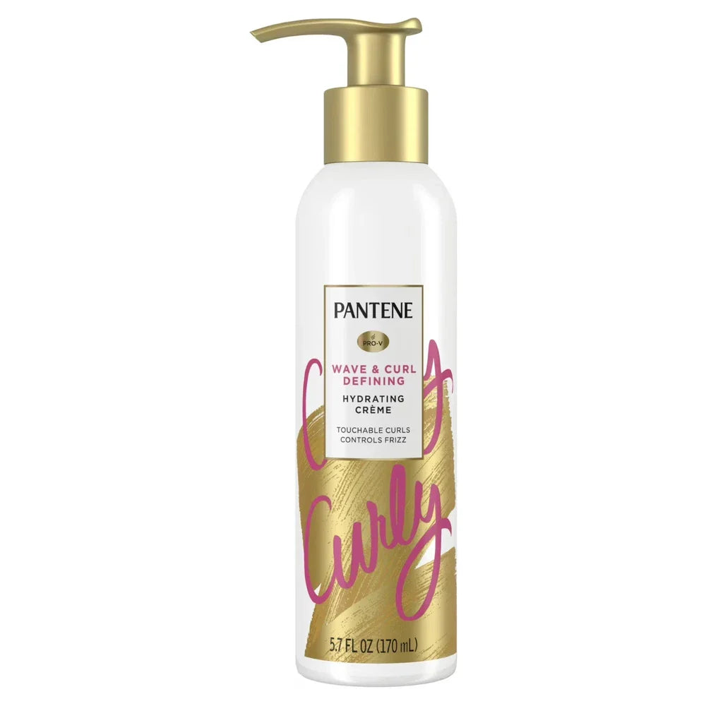 Pantene Pro-V Wave & Curl Defining Hydrating Creme in 5.7 oz jar, shown in a pack of three, for curly and wavy hair styling.