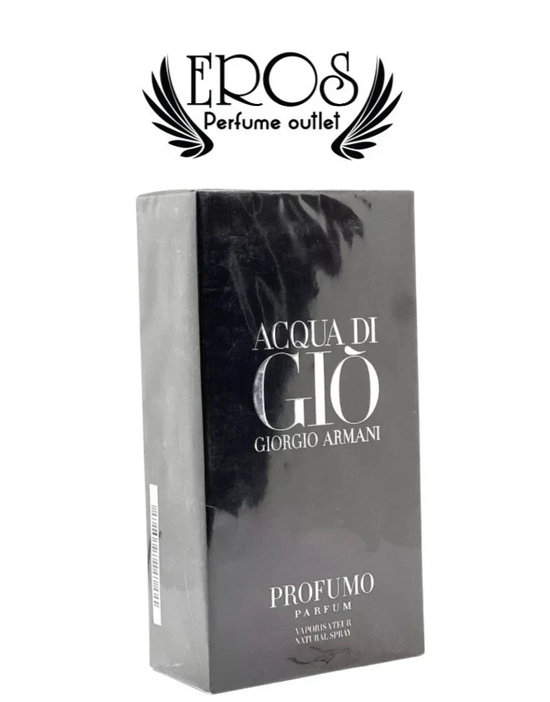 Giorgio Armani Acqua Di Gio Profumo Eau de Parfum for Men in a sealed vintage bottle, 6.08 oz, with sleek glass design and branding.