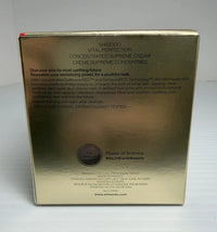 Shiseido Vital Perfection Supreme Cream jar, 1.7 oz, with elegant packaging and creamy texture for anti-aging skincare.
